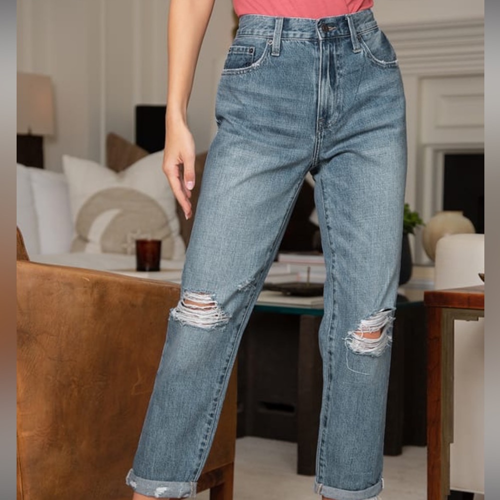 Pistola Presley '90s Roller Medium Blue High-Rise Distressed Jeans - Picture 5 of 8